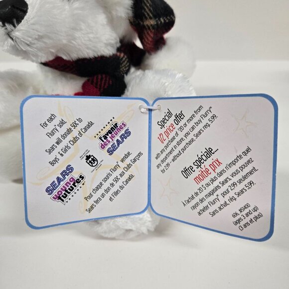 2 x Vintage Sears Exclusive Plush Flurry Stuffed White Polar Bear w/ Hat 6" - Picture 7 of 8